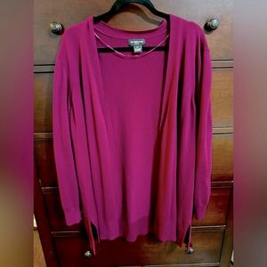 Liz Claiborne wine burgundy long cardigan lightweight sweater size 2X